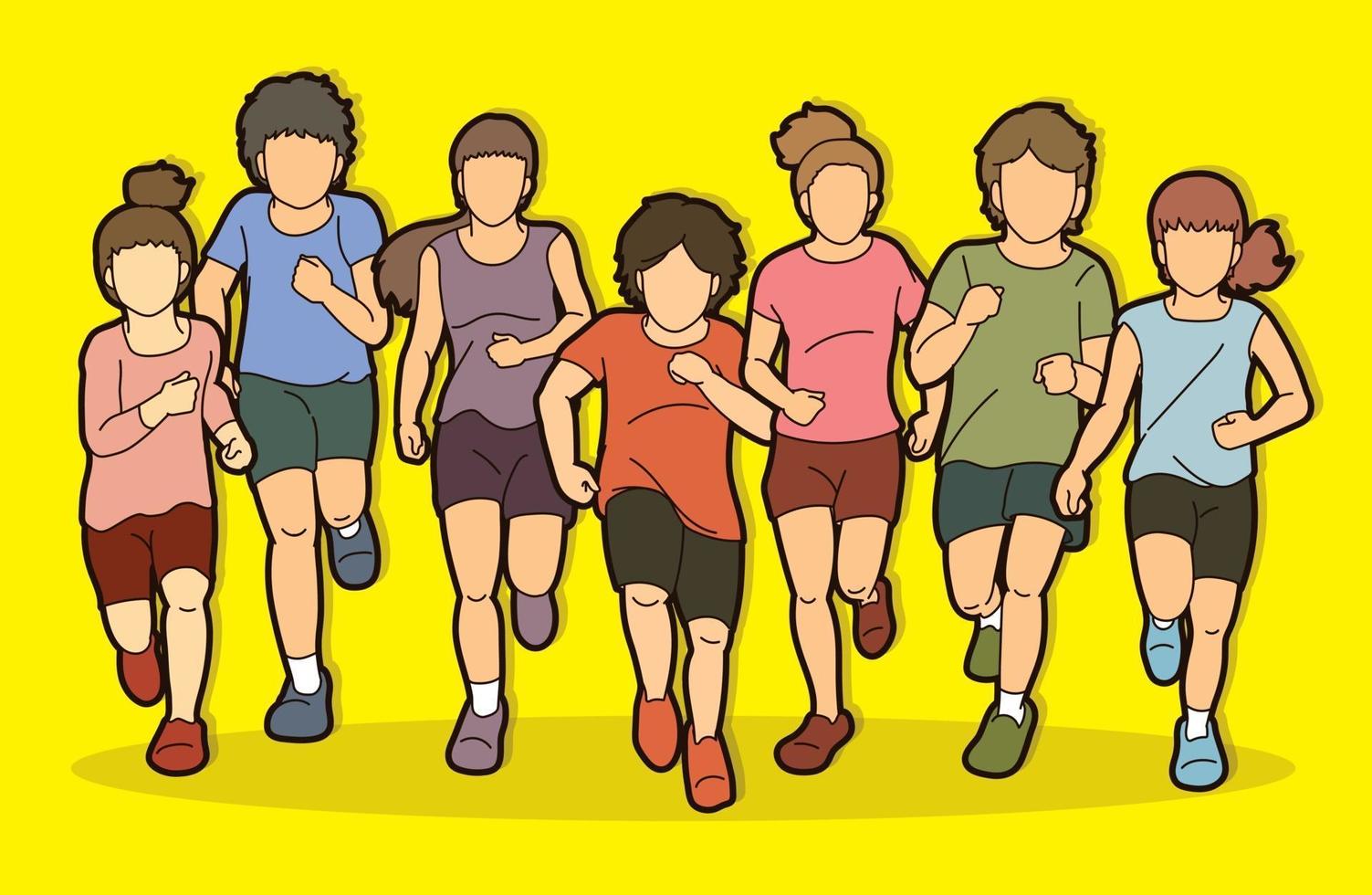 Group of Children Running Together vector
