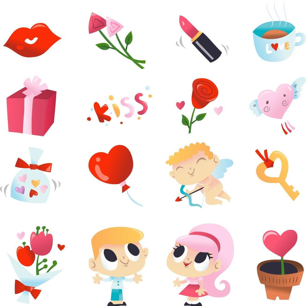 Super Cute Valentine's Day Set vector