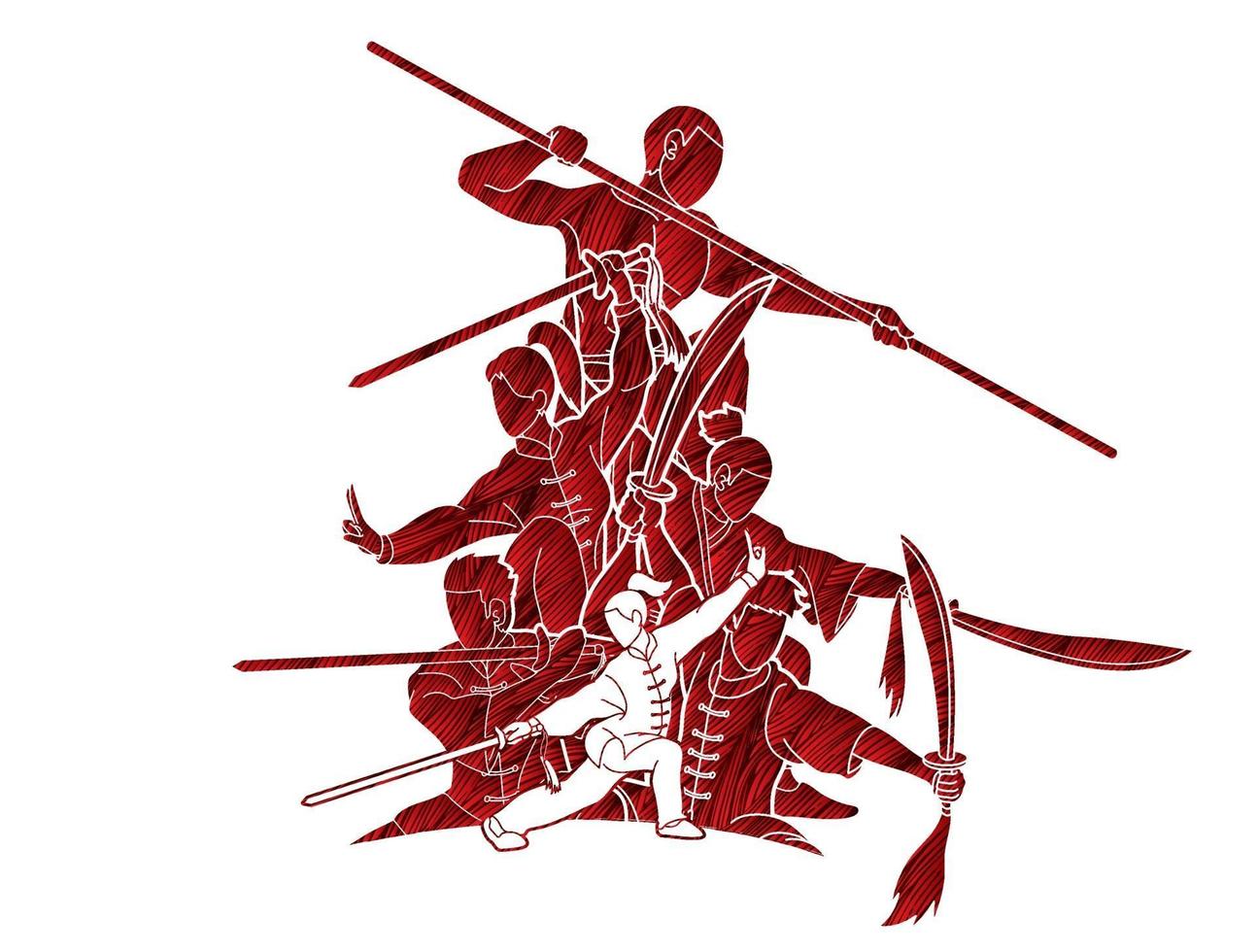 Martial Arts Action Collage vector