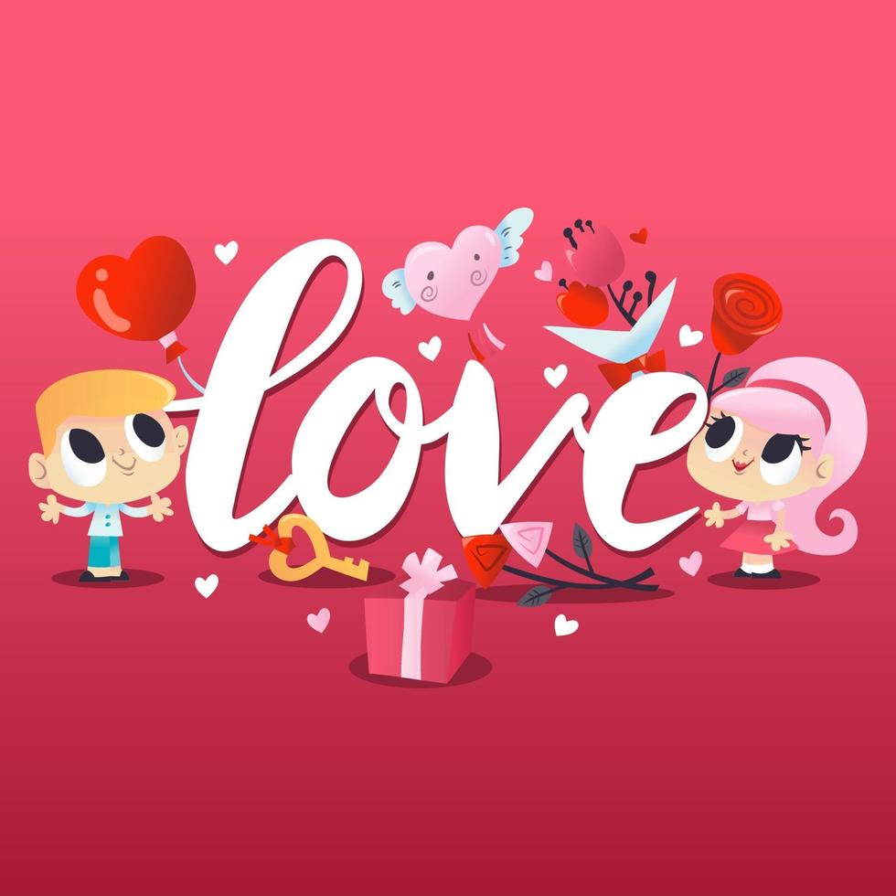 Super Cute Valentine's Day Couple Love vector