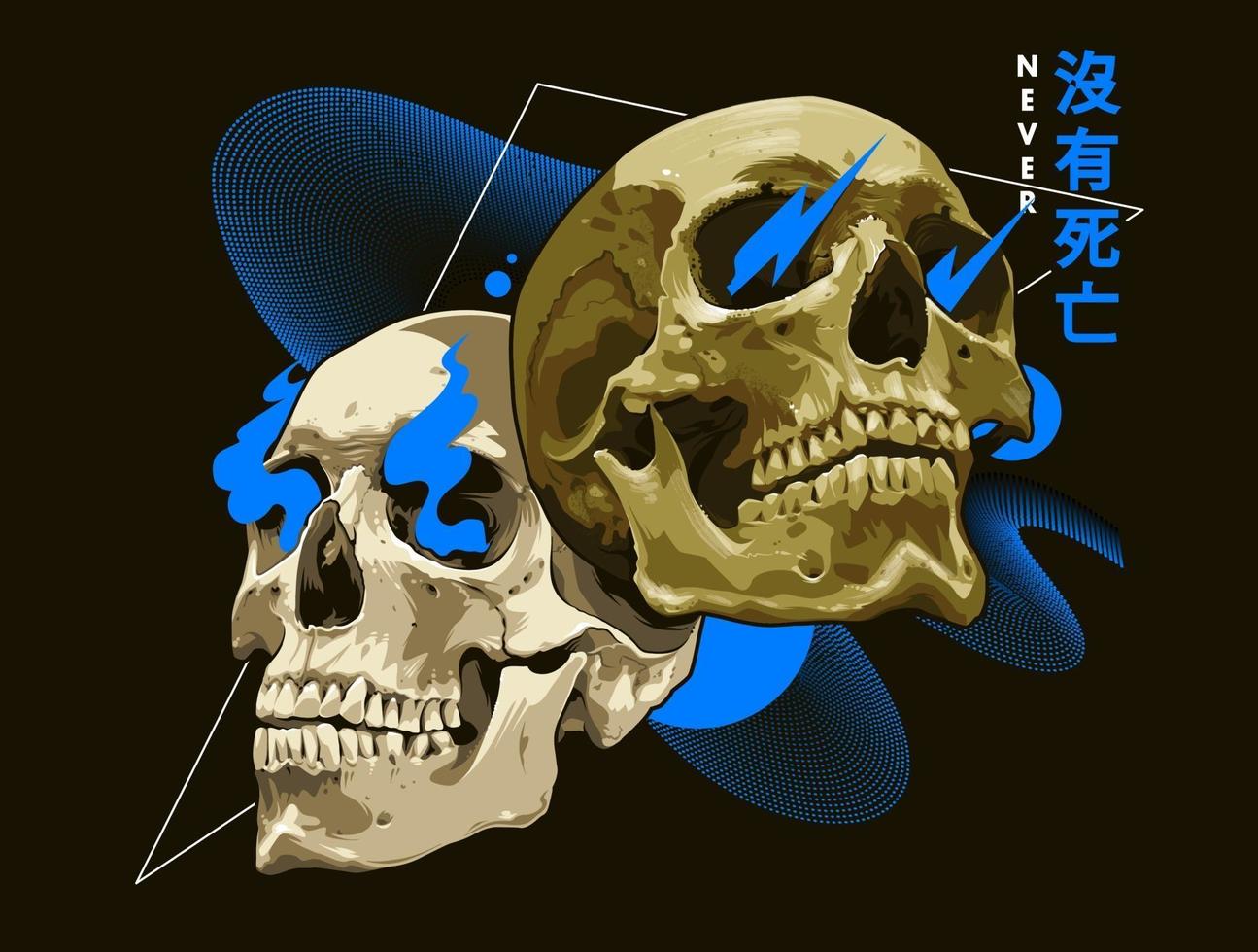 arte mixto de calaveras con formas abstractas vector