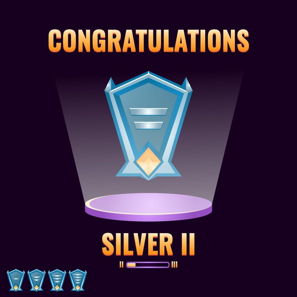 interfaz de nivel superior clasificado de plata de interfaz de usuario de juego para elementos de activos de interfaz de usuario de juego ilustración vectorial vector