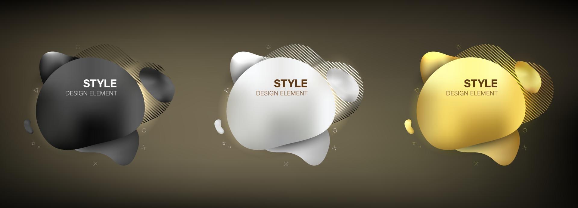 Abstract Style element Vector illustration color gold silver and black