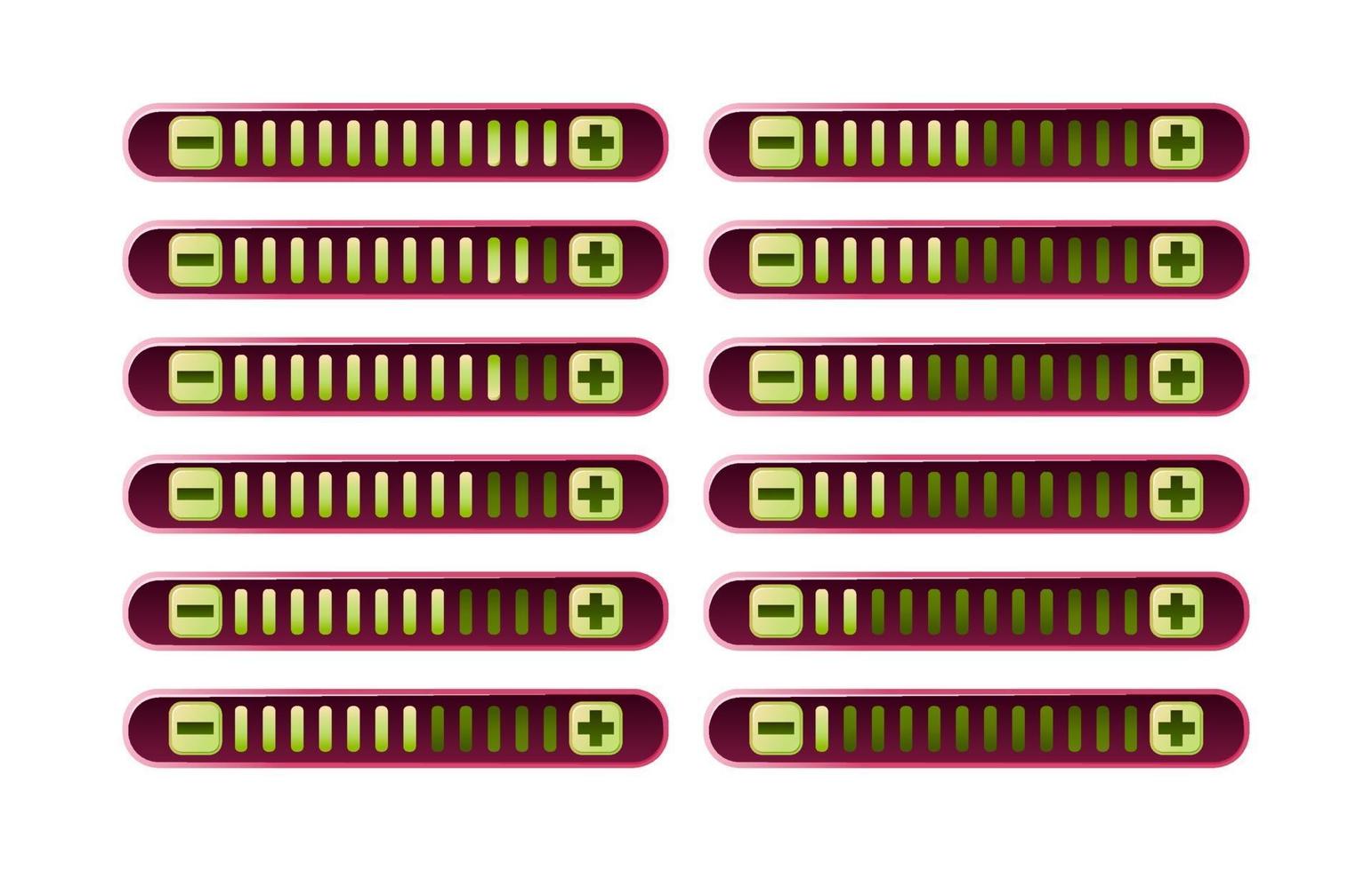 conjunto de panel de barra de progreso de interfaz de usuario de juego rosa divertido con botón de aumento y disminución para elementos de activos de interfaz gráfica de usuario ilustración vectorial vector