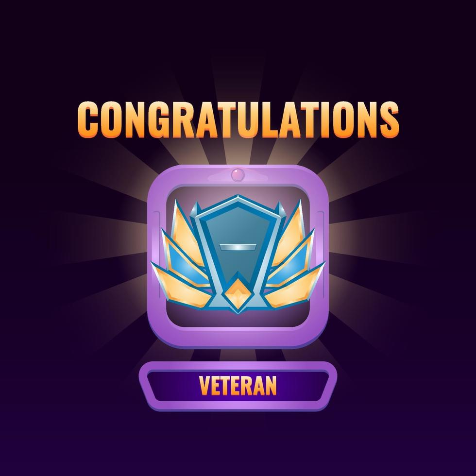 game ui ranked up to veteran interface vector illustration