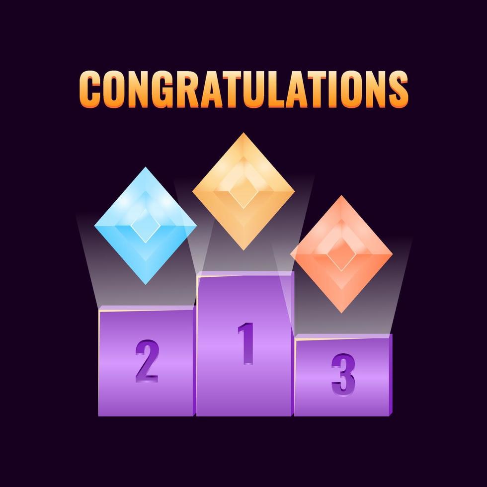 set of fantasy game ui leaderboard award with diamond rank medals icon for gui asset elements vector illustration