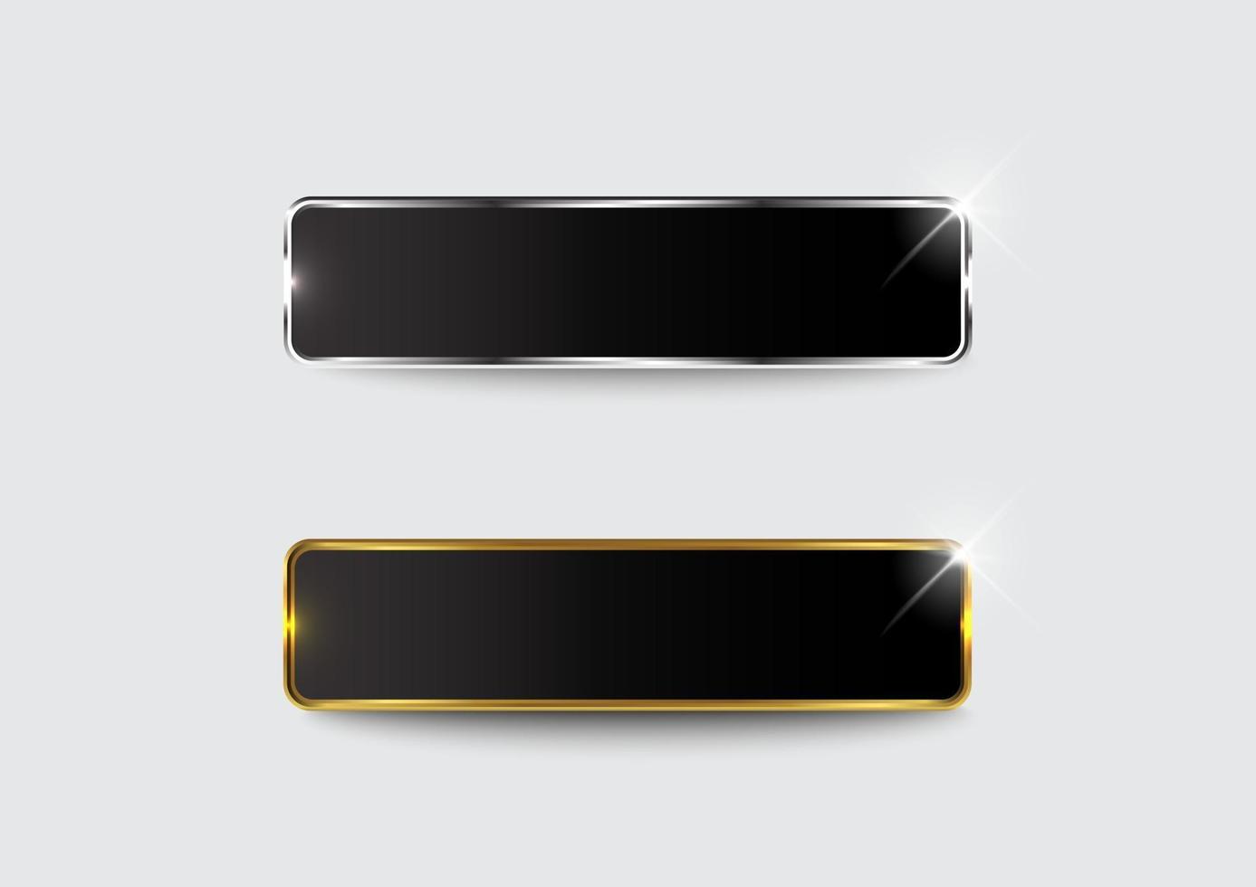 Web glossy black Gold button set vector