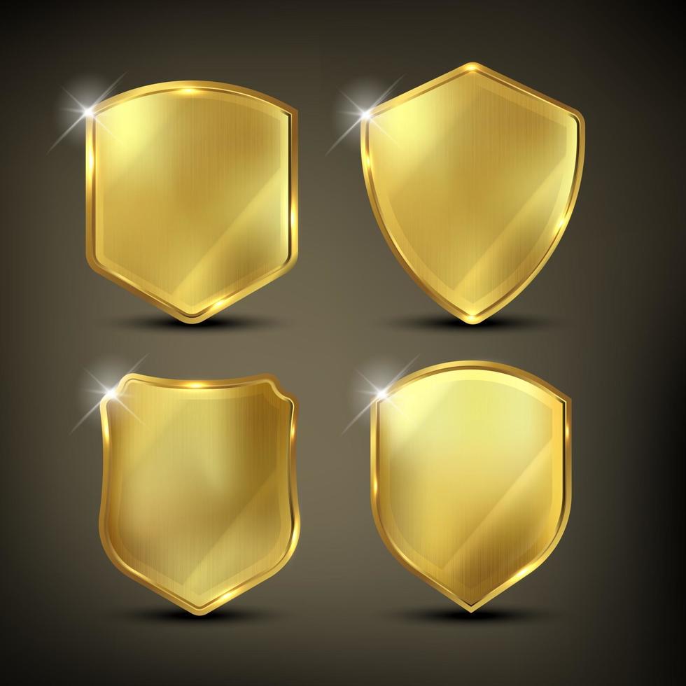 Golden shields set vector