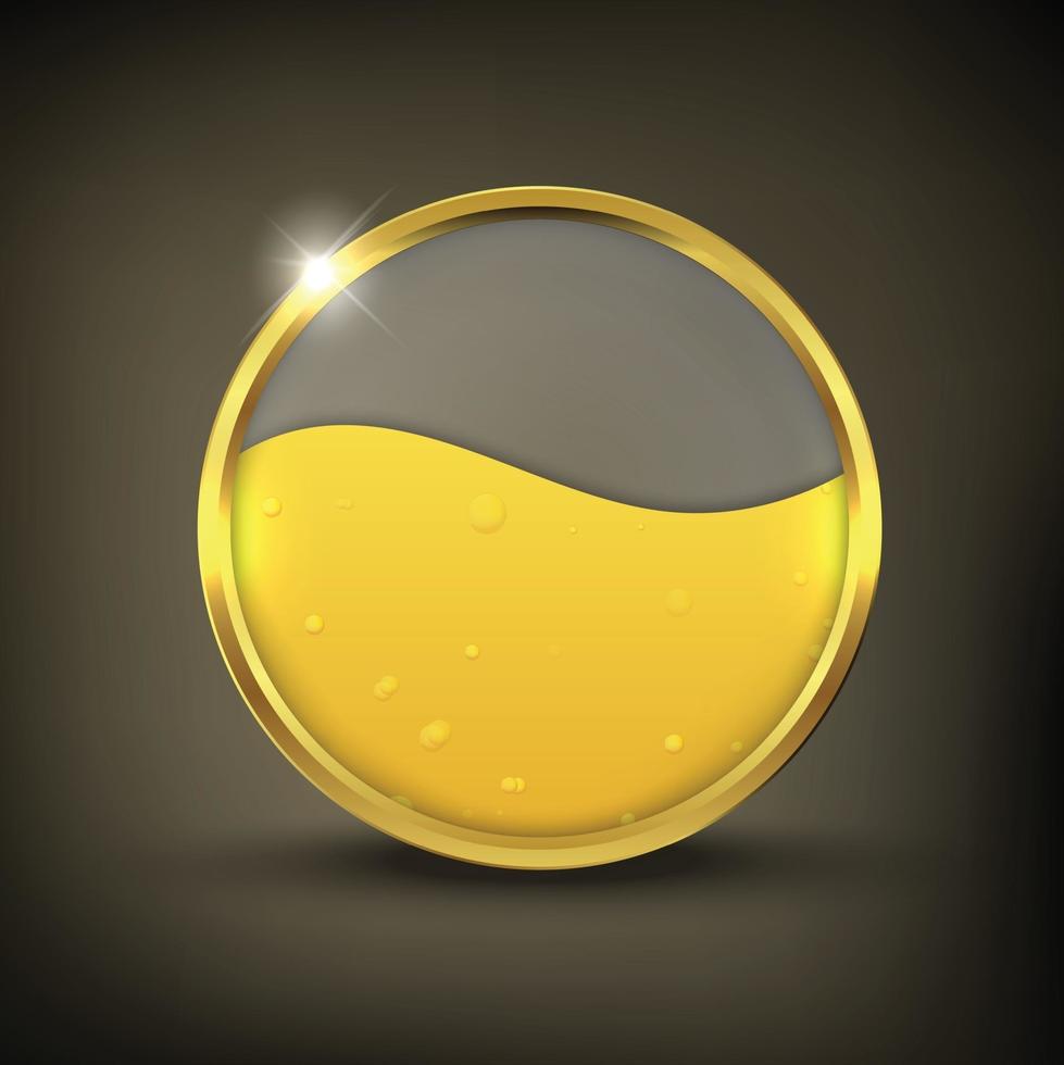 Gold oil button on a black background vector