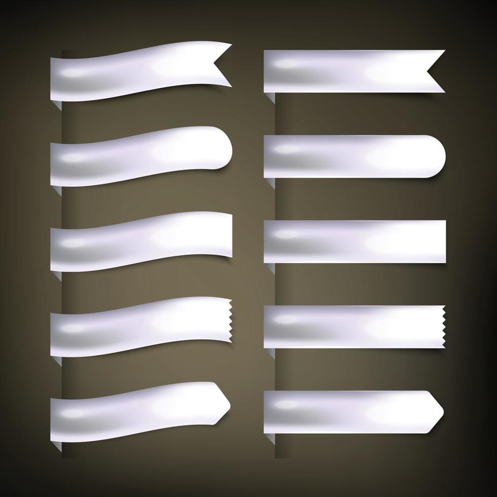 Ribbon basic set in silver on black vector