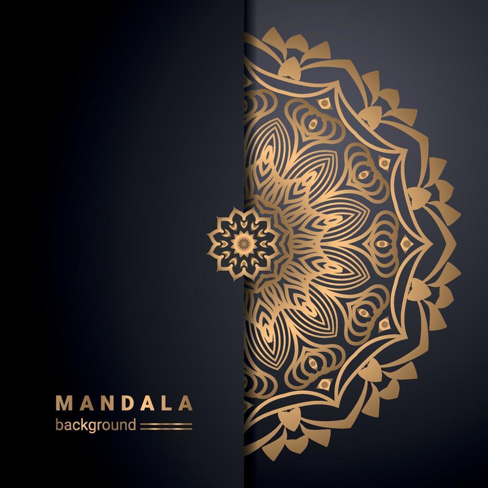 luxury ornamental mandala design background in gold color vector