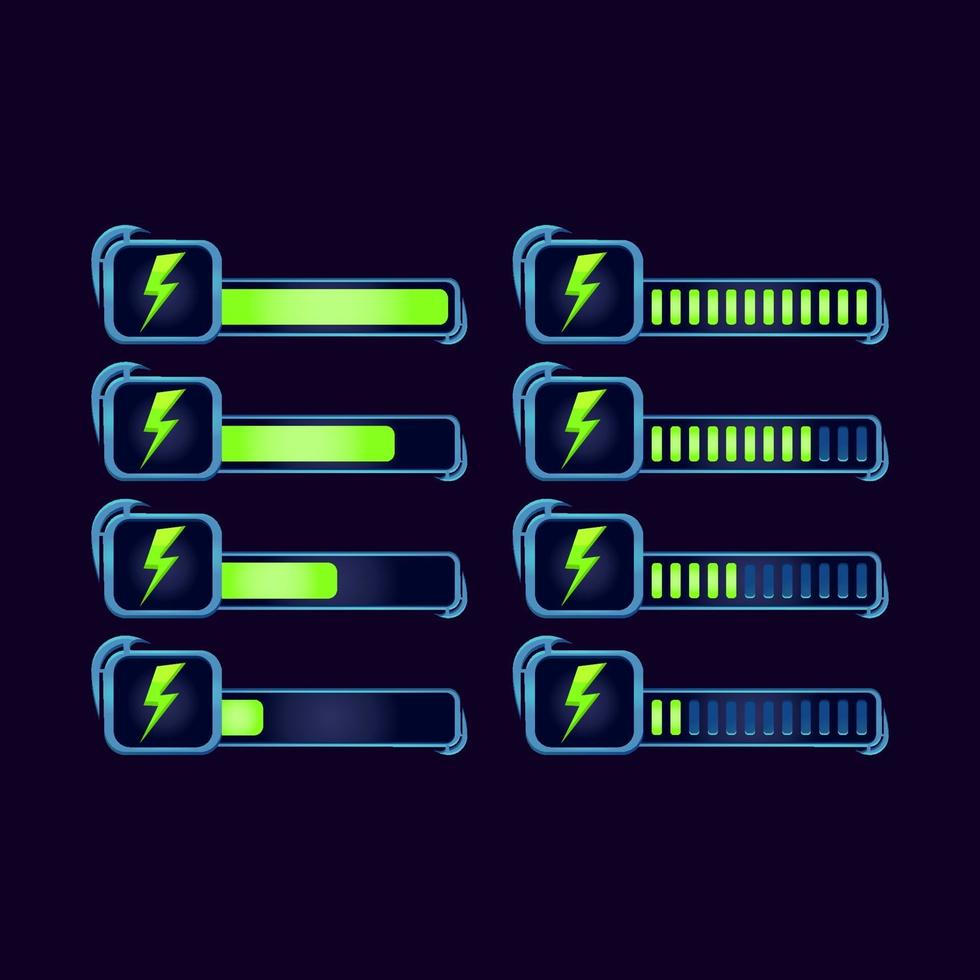 set of gui fantasy rpg energy stamina progress bar for game ui asset elements vector illustration