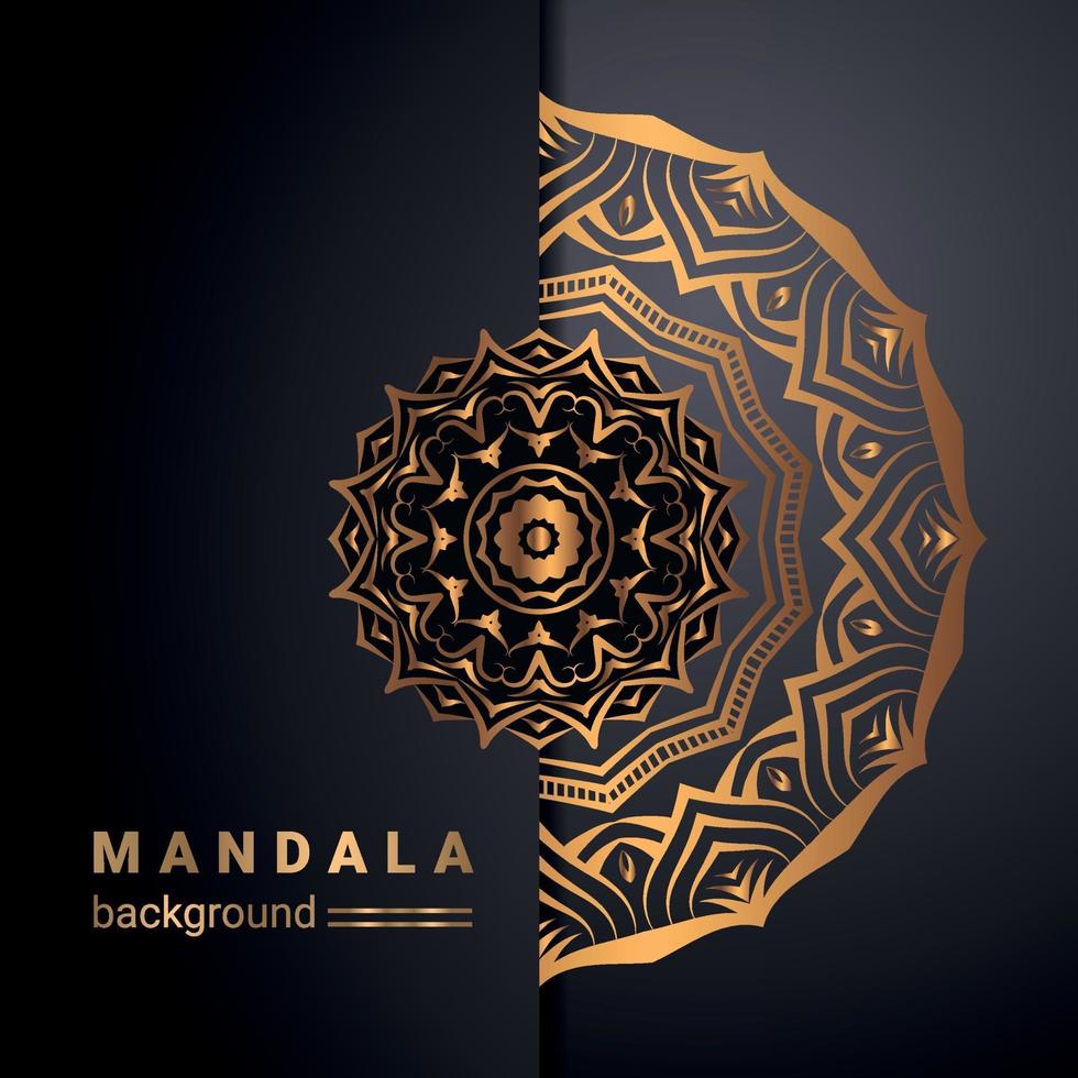 luxury ornamental mandala design background in gold color vector