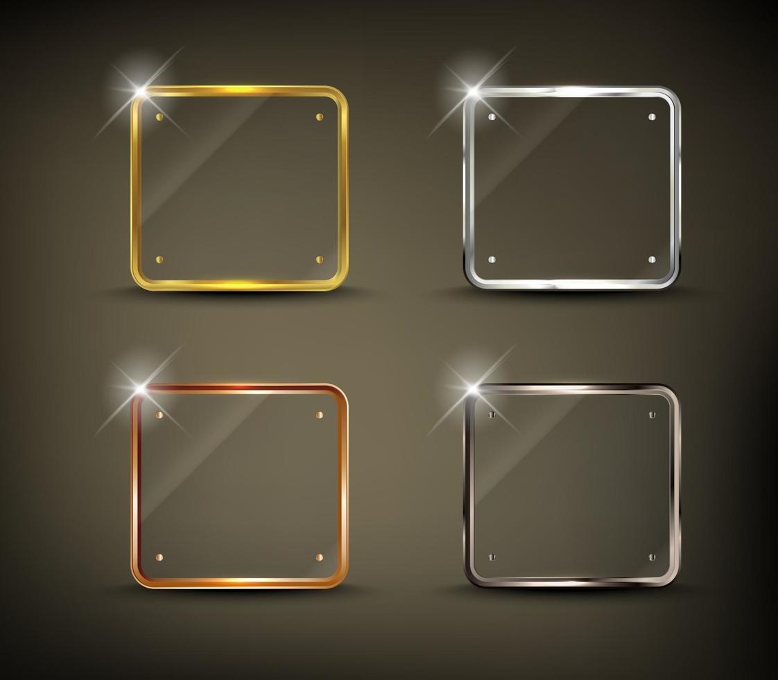 Glossy web rounded square Button set vector