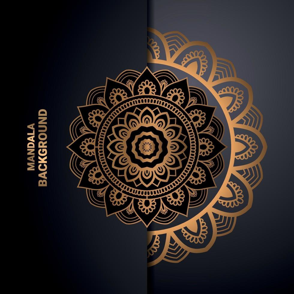 luxury ornamental mandala design background in gold color vector