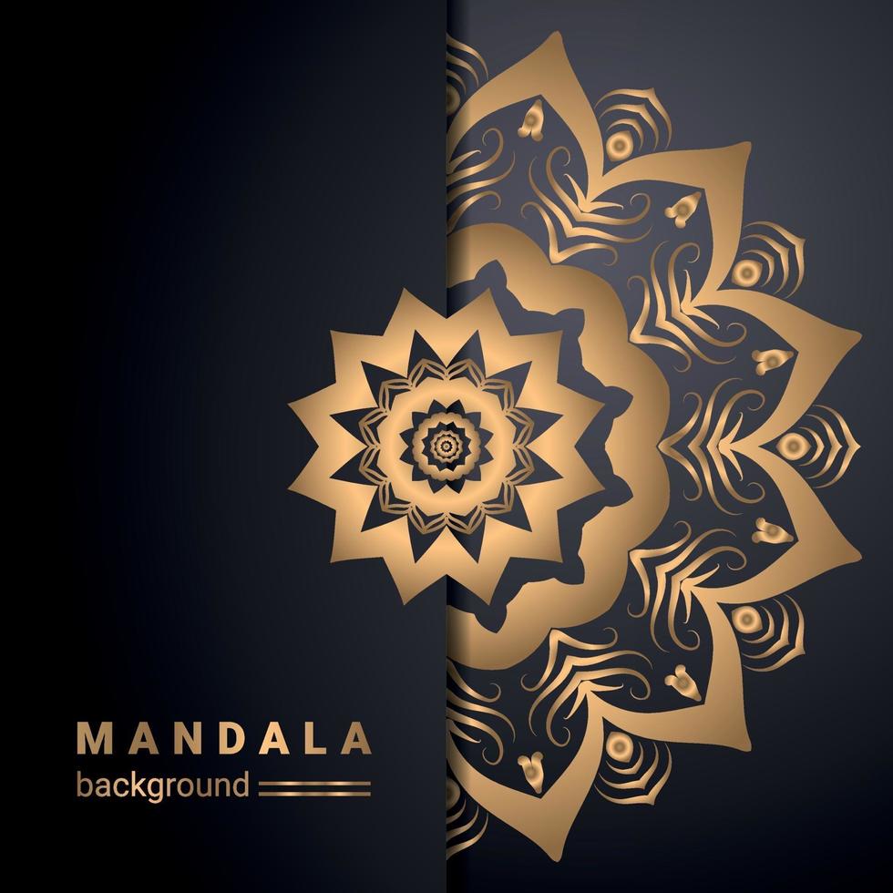 luxury ornamental mandala design background in gold color vector