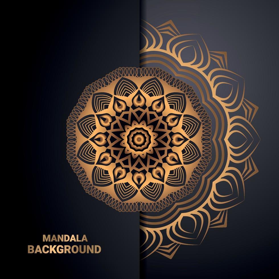 luxury ornamental mandala design background in gold color vector