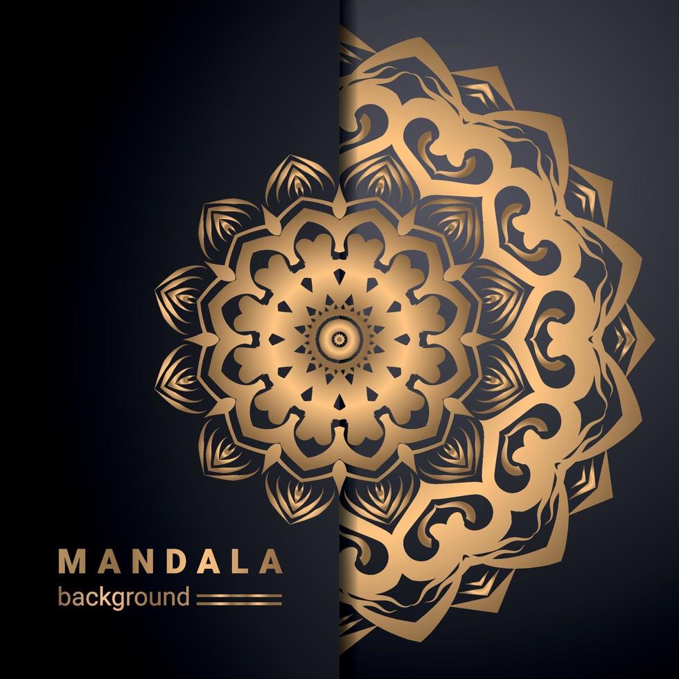 Fondo de diseño de mandala ornamental de lujo en color dorado. vector