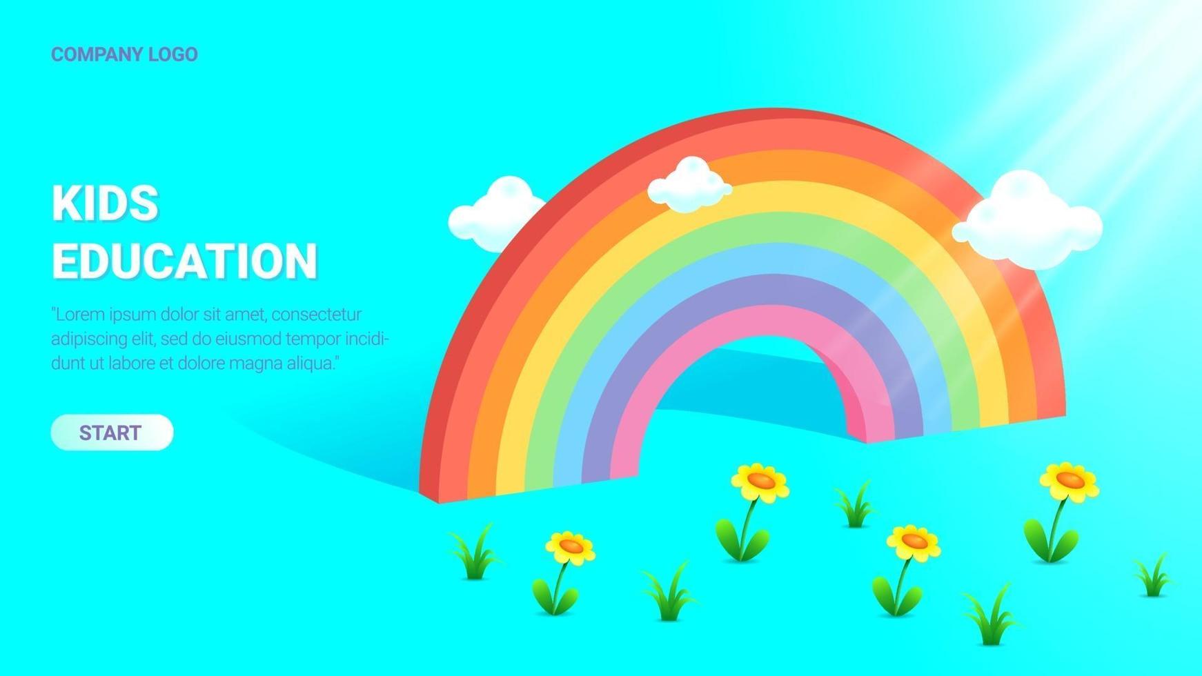 kids theme landing page concept design, kids education landing page for website vector