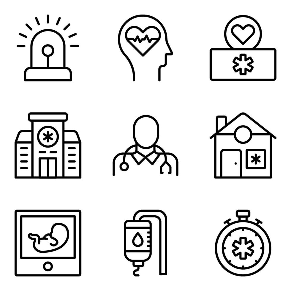 Pack of Medical and Hospitalization Linear Icons vector