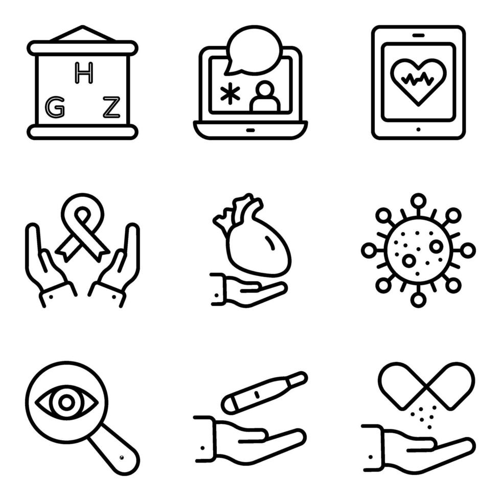 Pack of Healthcare Linear Icons vector