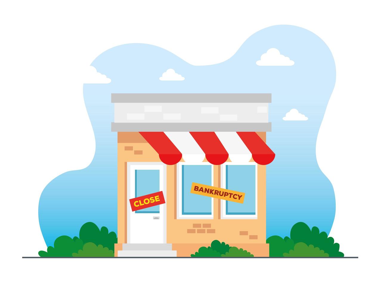 bankrupted and closed shop vector