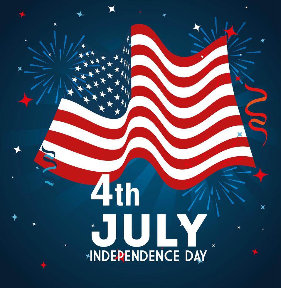 4 of july happy independence day with flag decoration vector