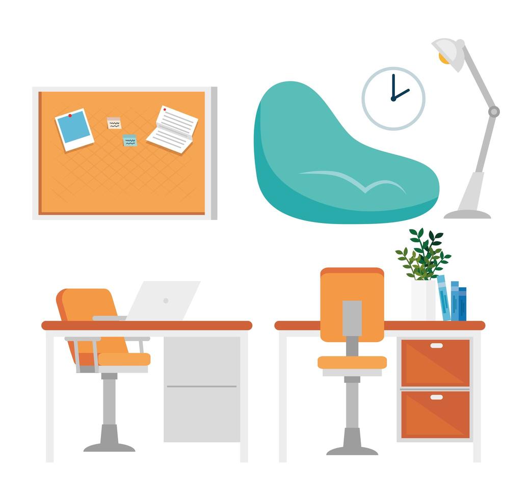 home office and decor icon set vector