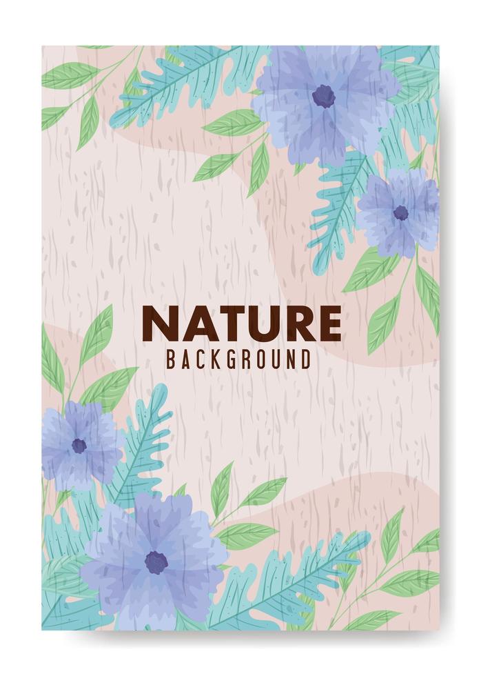flowers and leaves on pastel colors background vector