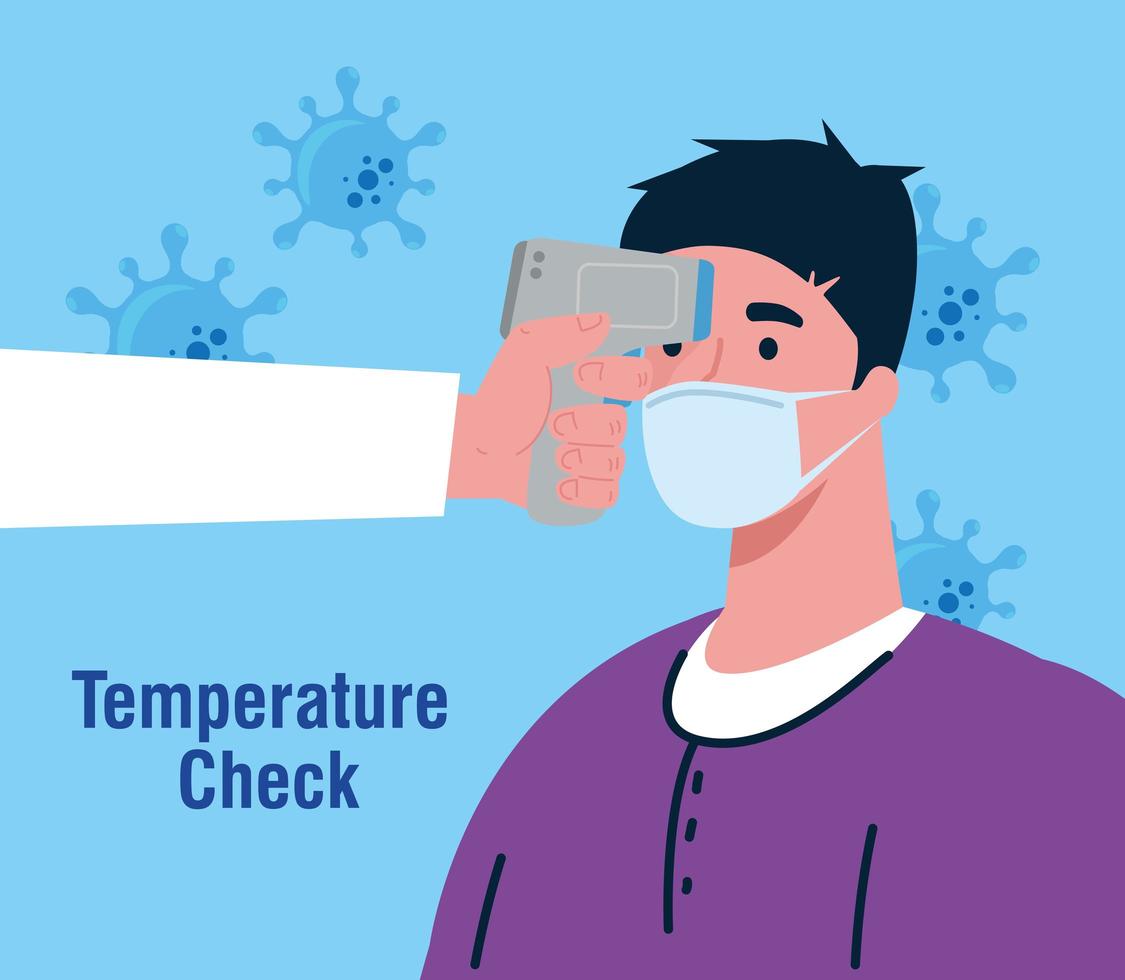 control de temperatura con termómetro infrarrojo digital para la pandemia de coronavirus vector