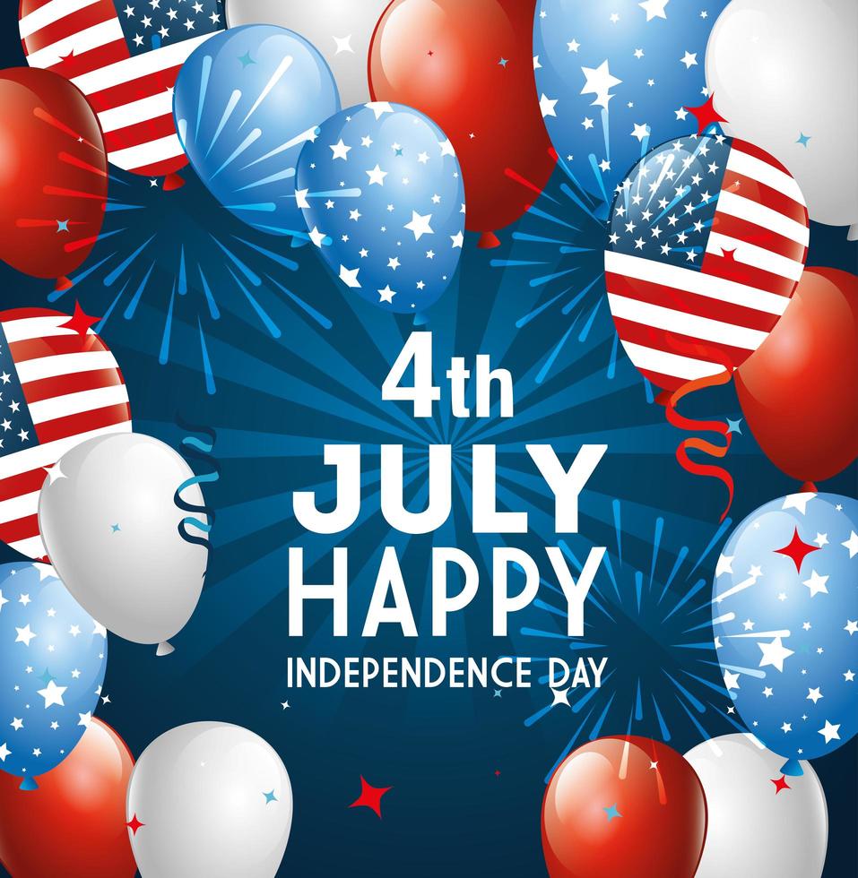 4 of july happy independence day with balloons vector