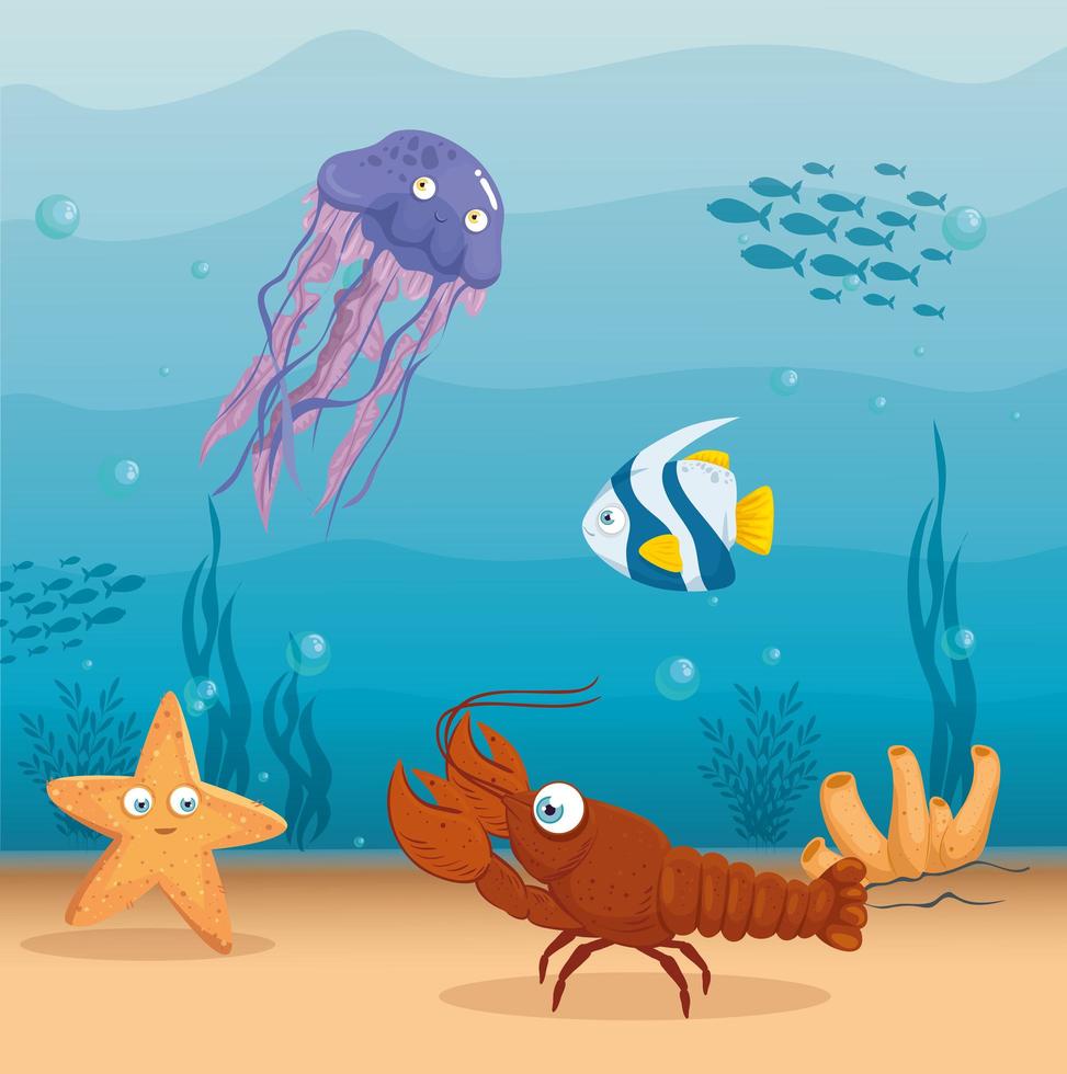 Sea life background vector