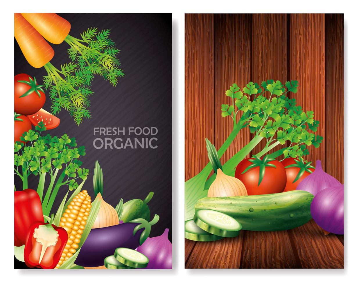 set of fresh organic vegetables, healthy food, healthy lifestyle or diet vector