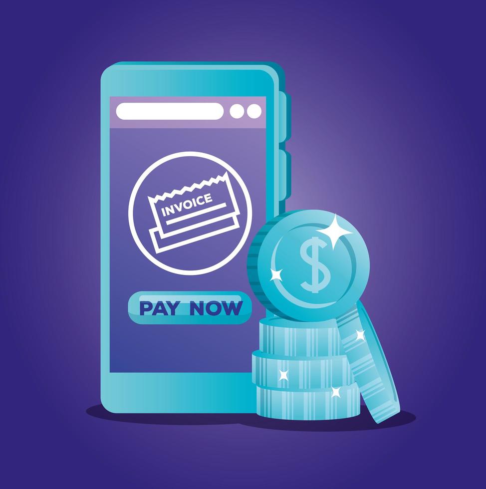 Online banking concept with smartphone and coins vector