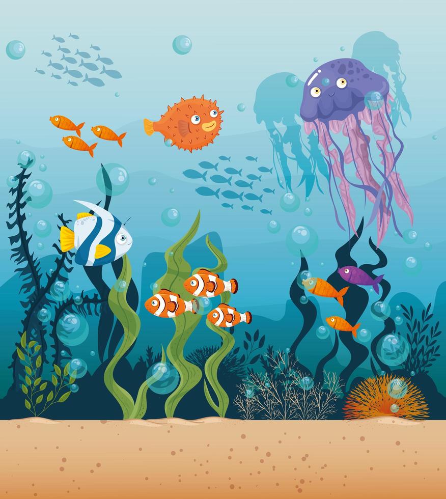 Sea life background vector