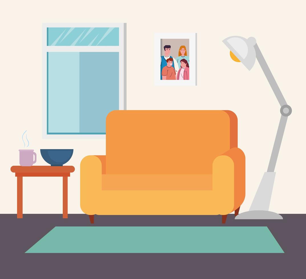 Cozy living room interior background vector