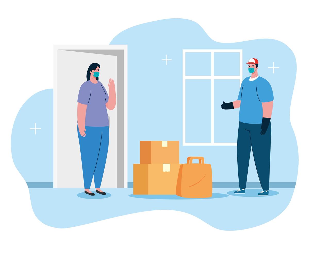 safe contactless delivery to home to prevent the spread of coronavirus 2019 ncov vector