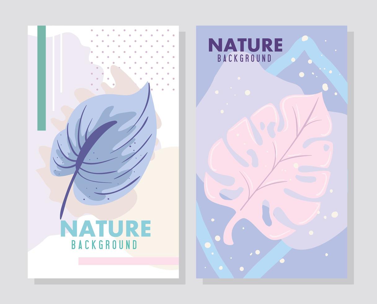 Pastel color nature card set vector