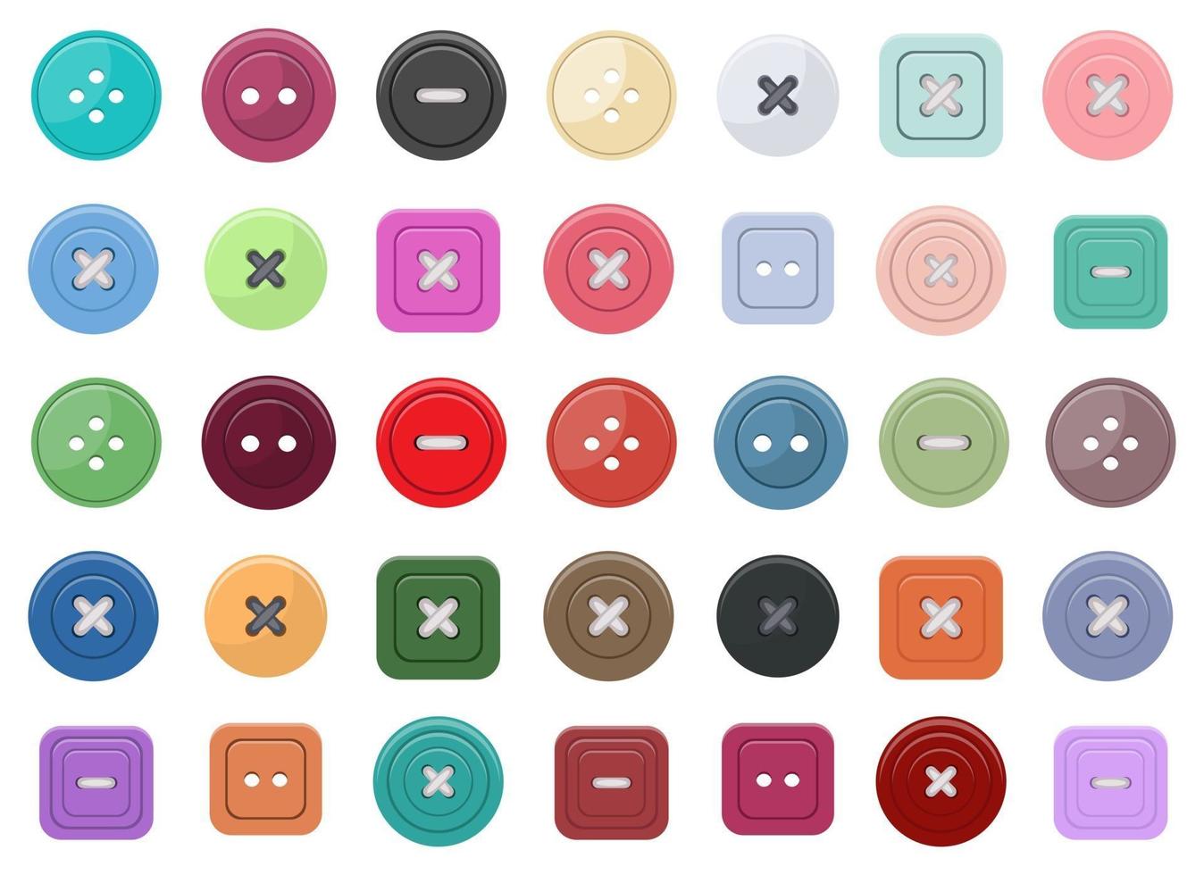 Clothing buttons vector design illustration set isolated on white background