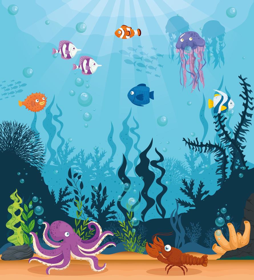 Sea life background vector