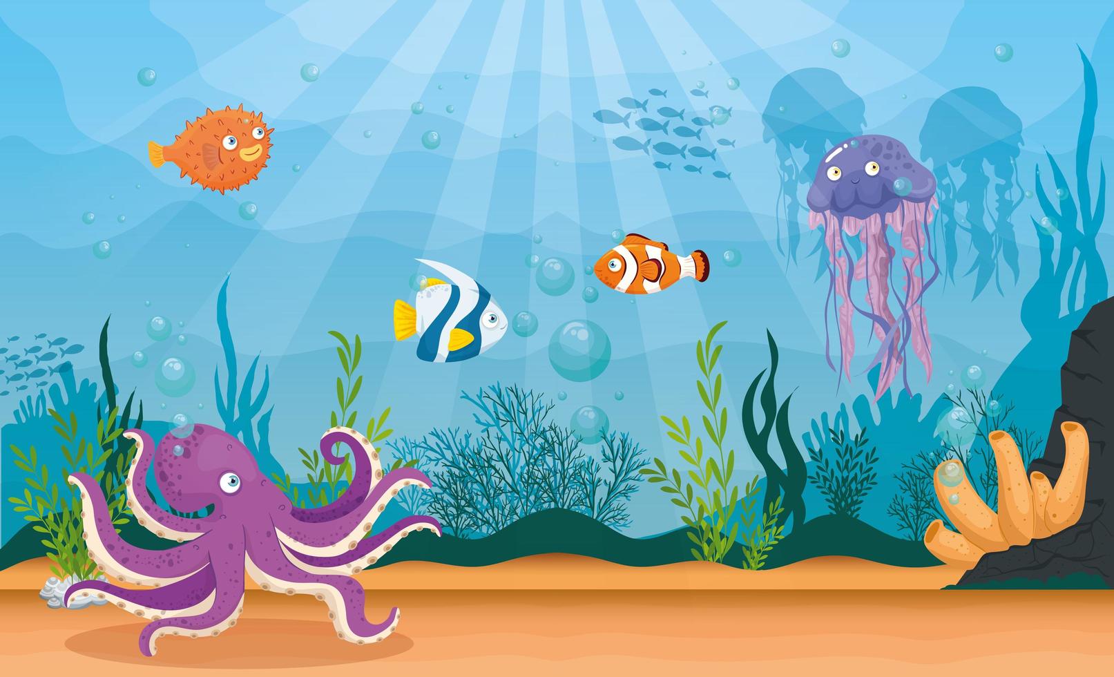 Sea life background vector