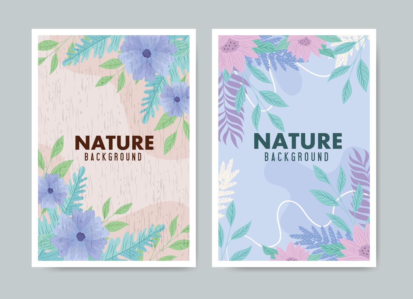 juego de tarjetas de naturaleza de color pastel vector