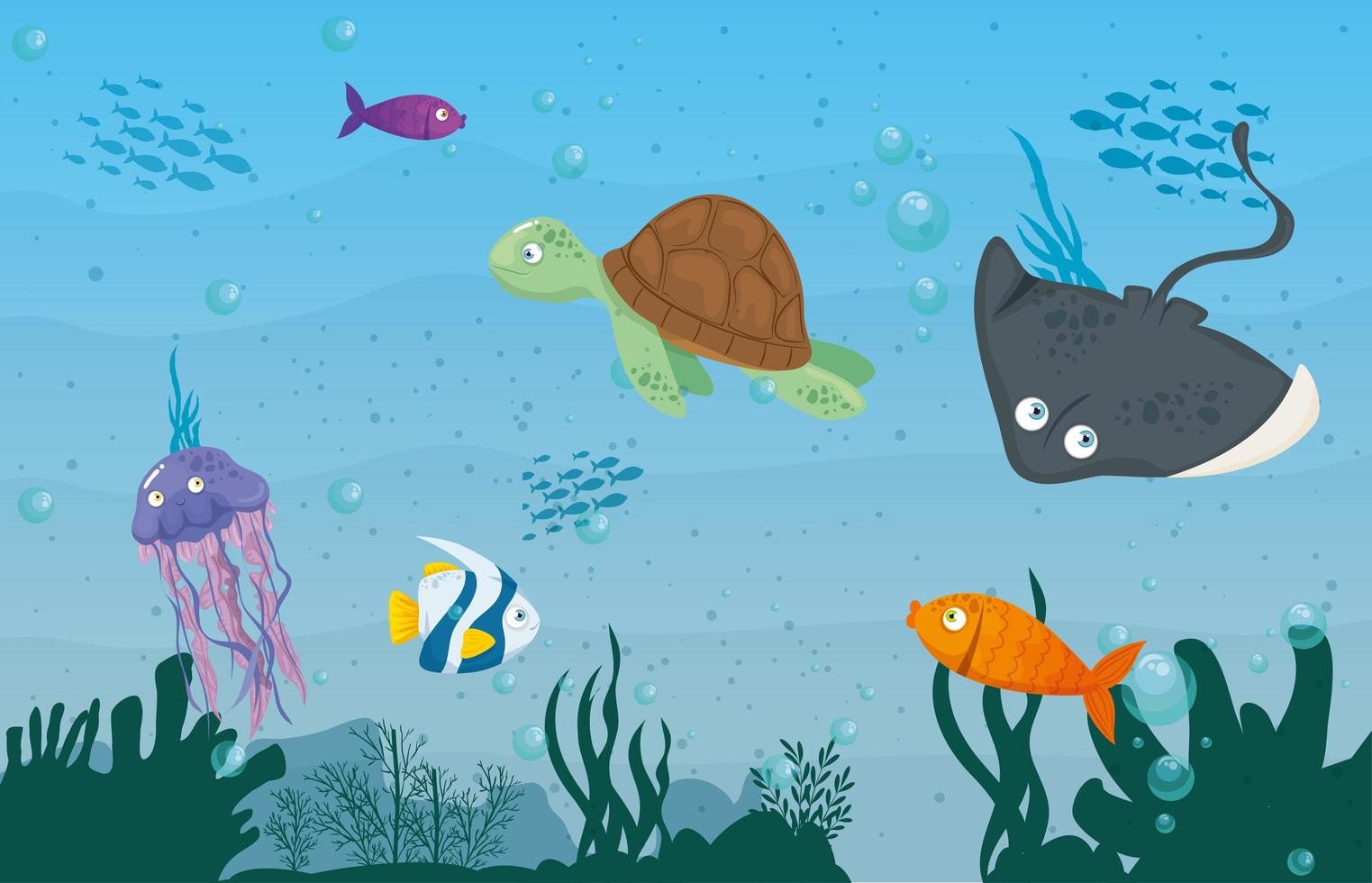 Sea life background vector