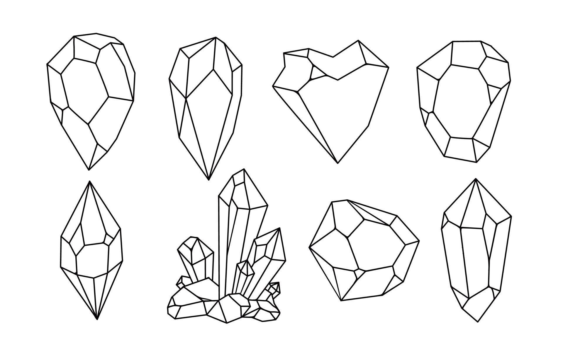 White Hand Drawn Crystals Vector Set 2006138 Vector Art at Vecteezy
