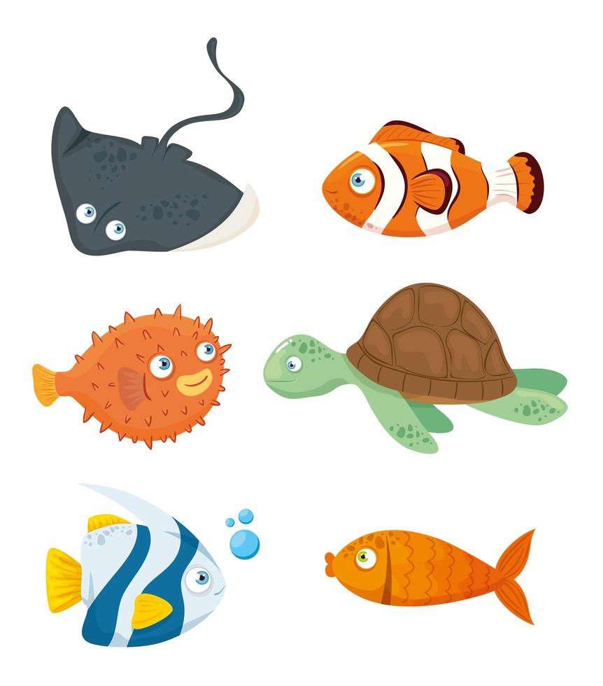 Set of sea animals vector