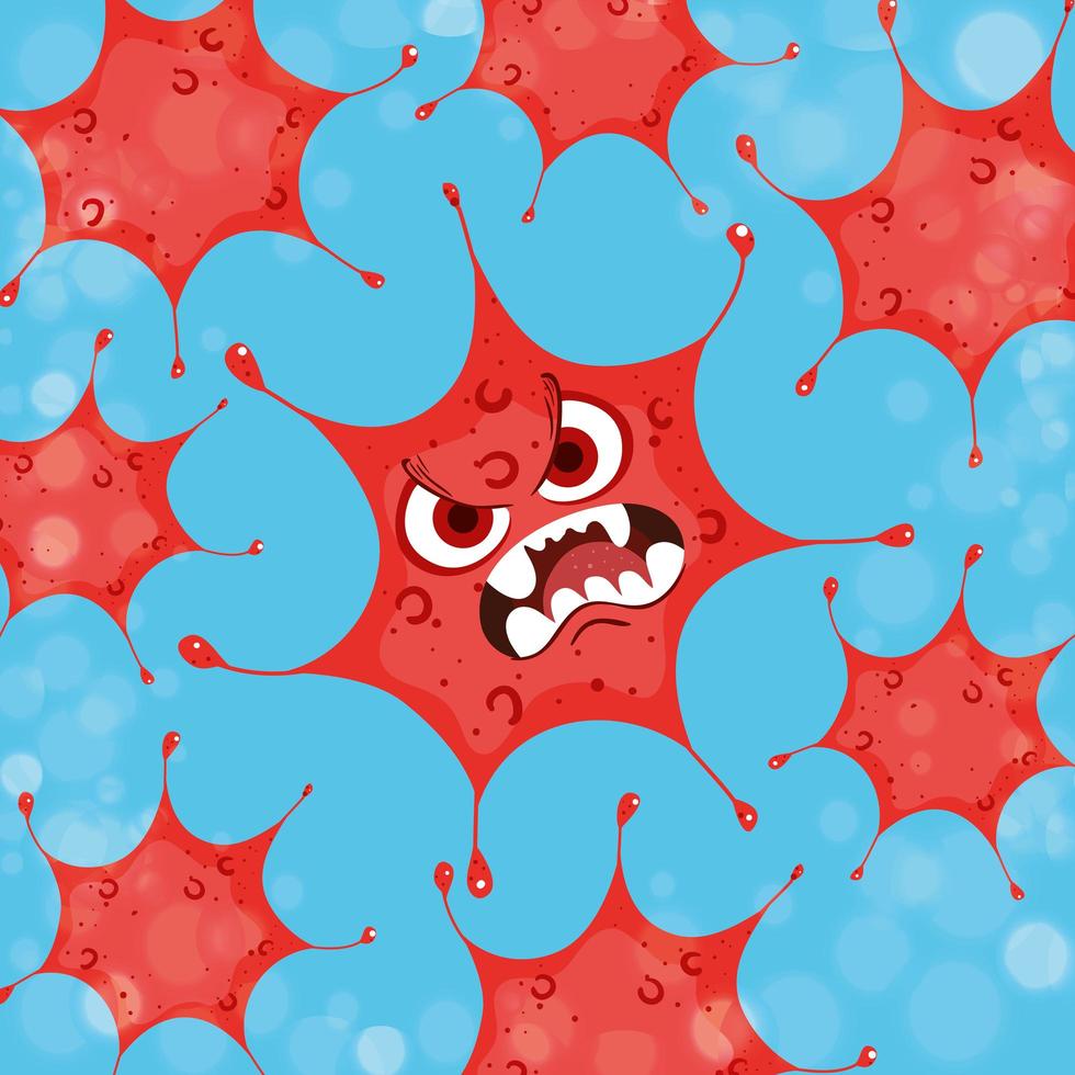 Cartoon coronavirus character background vector