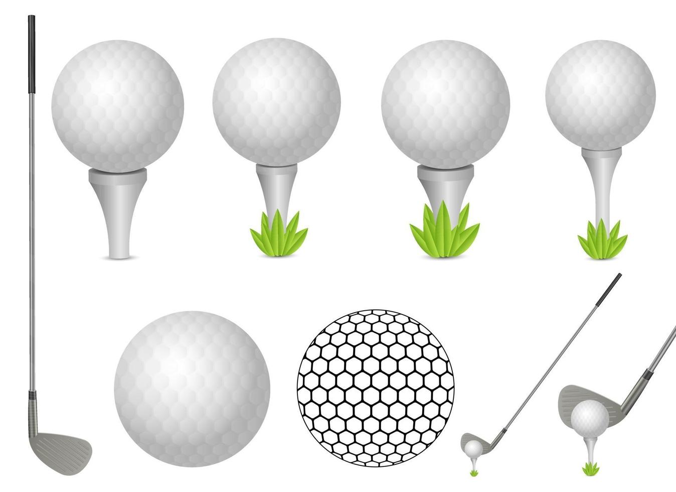 Golf ball and putter vector design illustration set isolated on white background