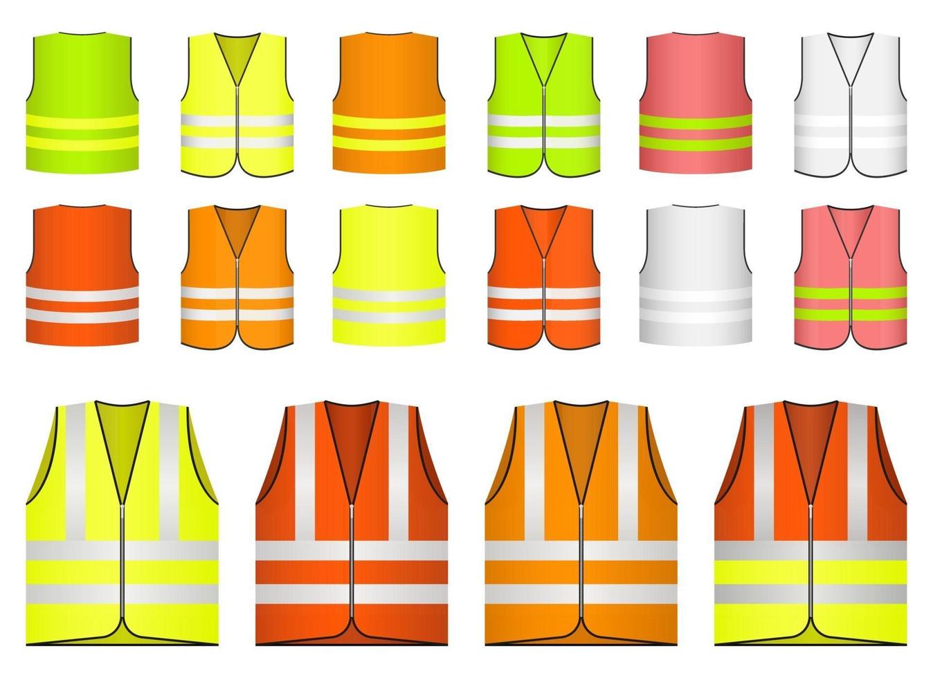 Safety vest vector design illustration set isolated on white background