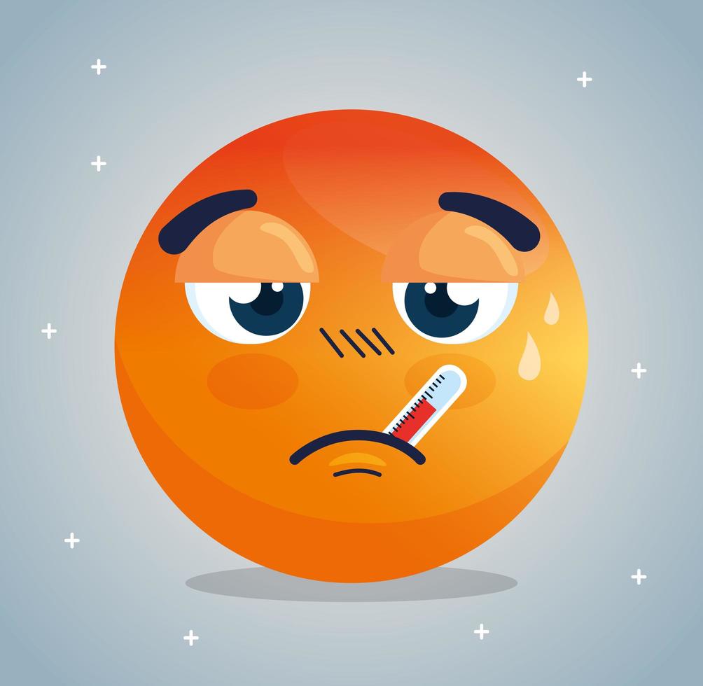 Sick emoji with a temperature vector