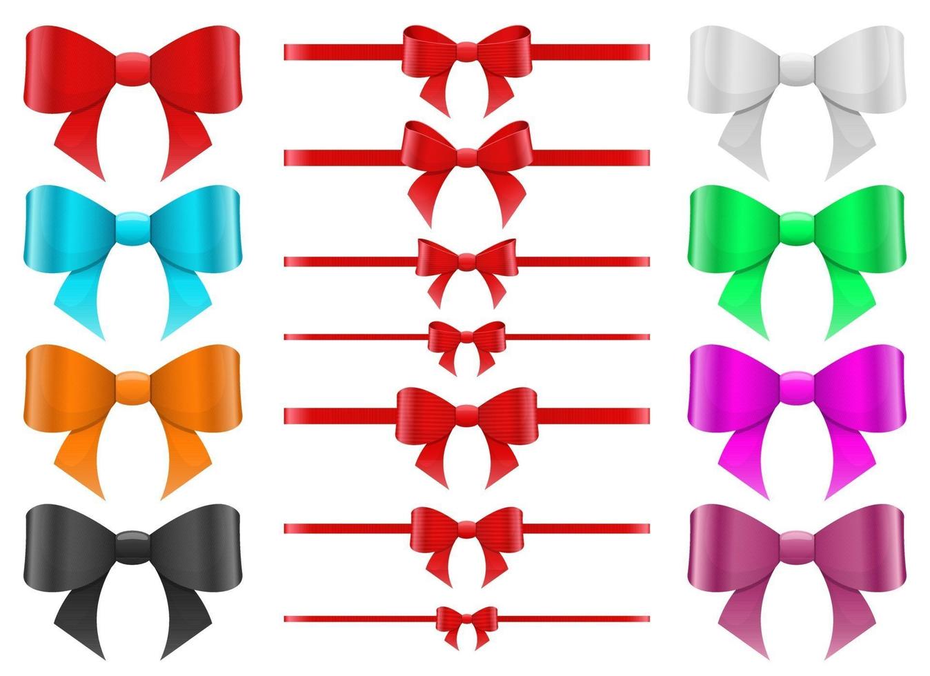 Tied bow vector design illustration set isolated on white background